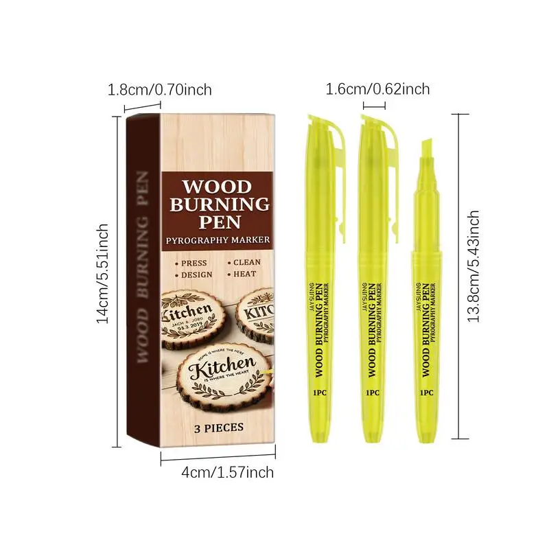 Marker Woodburning Pen Woodburning Pen Wood Burner Do-it-Yourself Kit 3X Pen For Burning Wood For Do-it-Yourself Stencil And