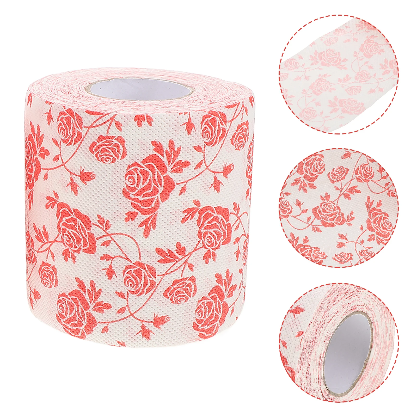 

2Pcs Rose Toilet Paper Disposable Napkin Soft Durable Floral Decorative Bathroom Tissue Rolls Absorbent Colorful Napkins