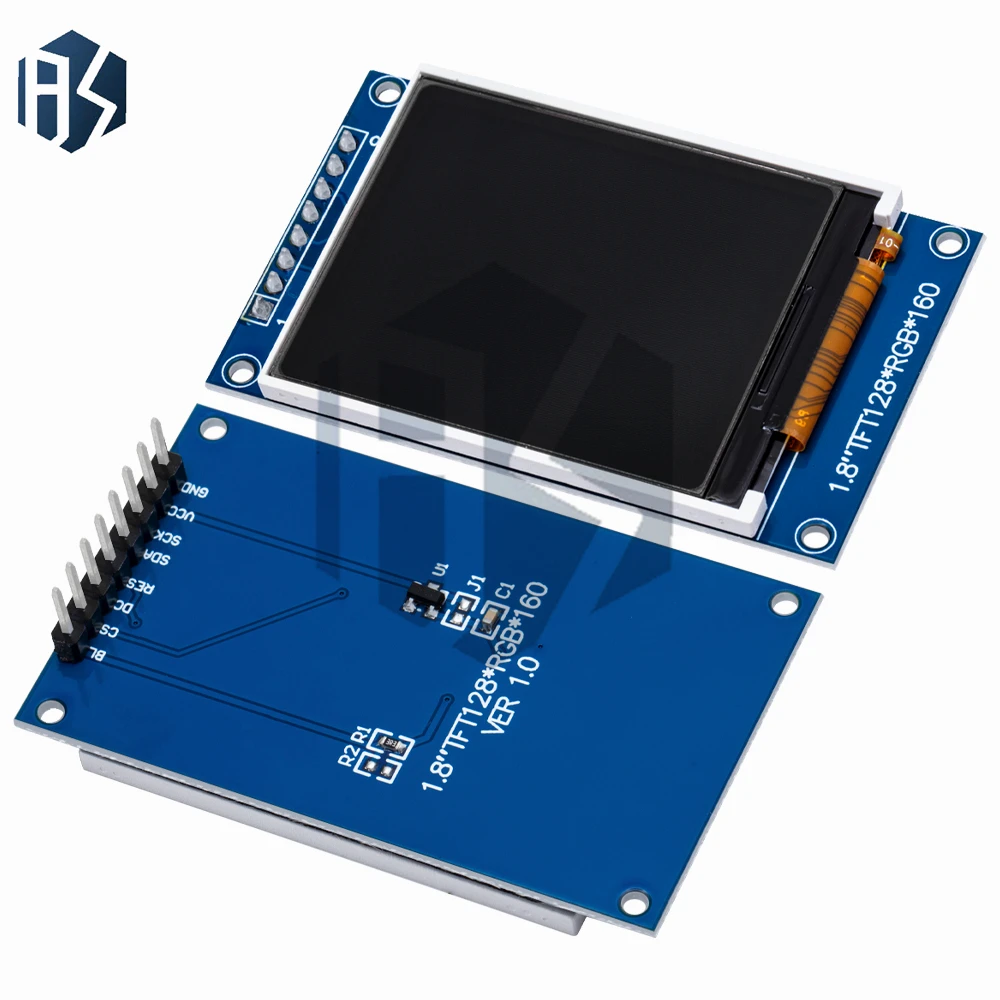 Módulo de exibição SPI serial TFT 128x160 de 1,8 polegadas tela colorida grande angular azul