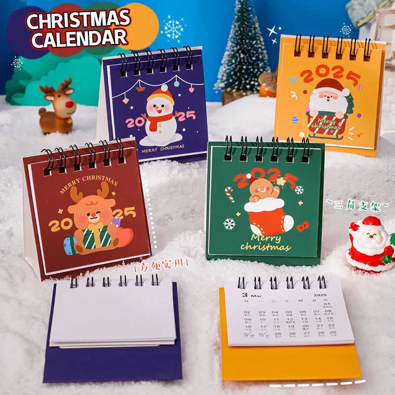 

Mini Cartoon Desk Calendar Cute Fashion Christmas Calendar Portable Pocket Calendar Schedule Desktop Decoration Christmas Gifts