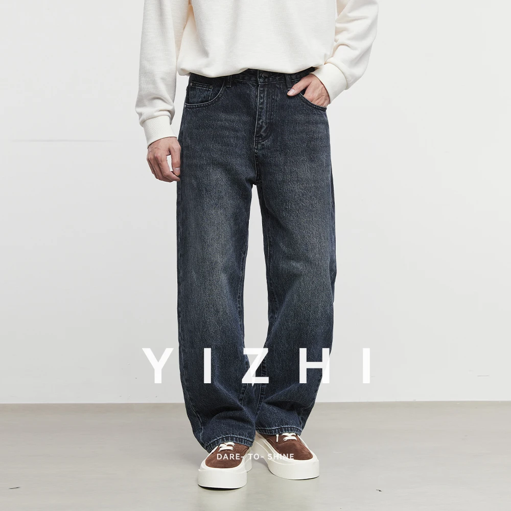 Mode Herren American Retro Distressed Loose Straight Jeans 2025, Herbst und Winter, neue lässige, lässige Herren-Jeanshose mit weitem Bein