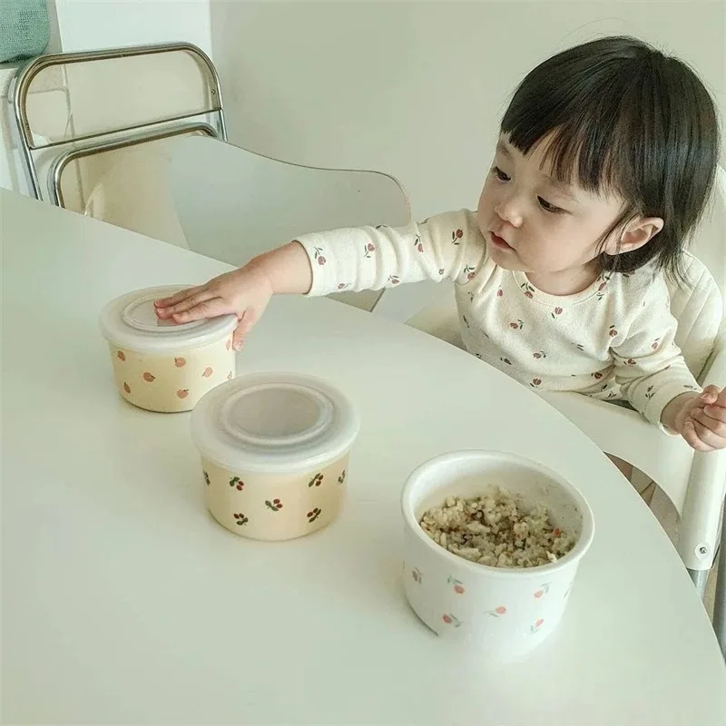 Cute Ceramic Baby Feeding Bowl with Adorable Bear Cover and Scale, Perfect for Toddler’s Meals