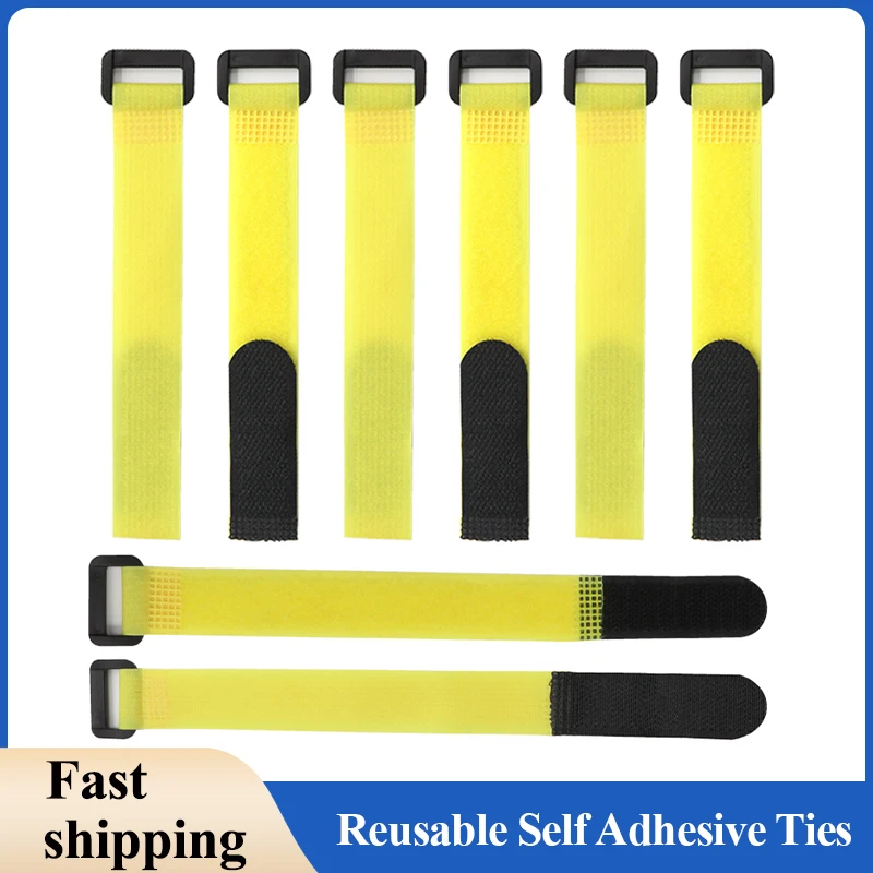 

Cable Tie Fishing Rod Non-slip Firm Reverse Buckle Yellow Fishing Tackle Rod Holder Accessories Reusable Self Adhesive Ties