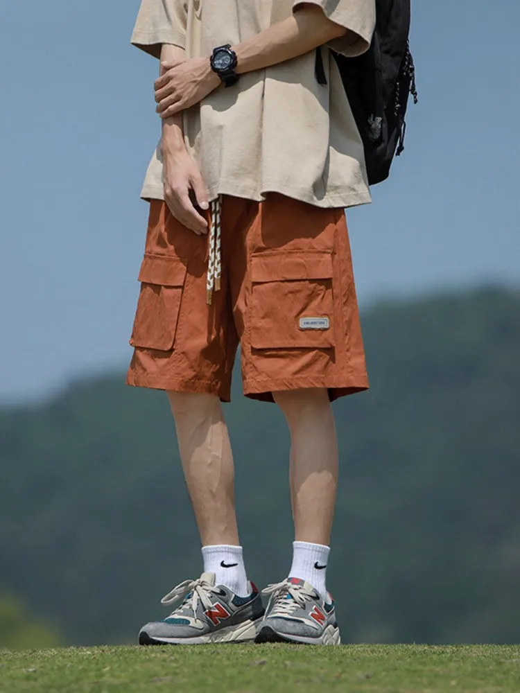 

Japanese Sle Men's ort Pants Summer Thin Faion Brand Outdoor Wear Loose Wide Leg Sports Casual Five-Quarter Middle Pants