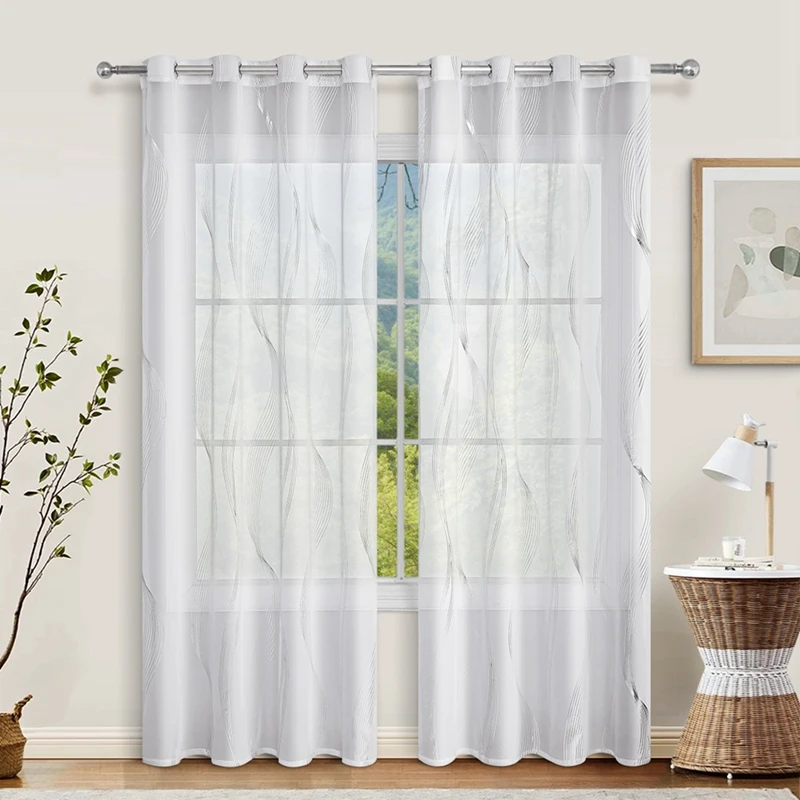 1Sheet White/Black Transparent Curtains For Living Dining Room Bedroom Simple Window Drapery Sheer Curtains Home Window Decor