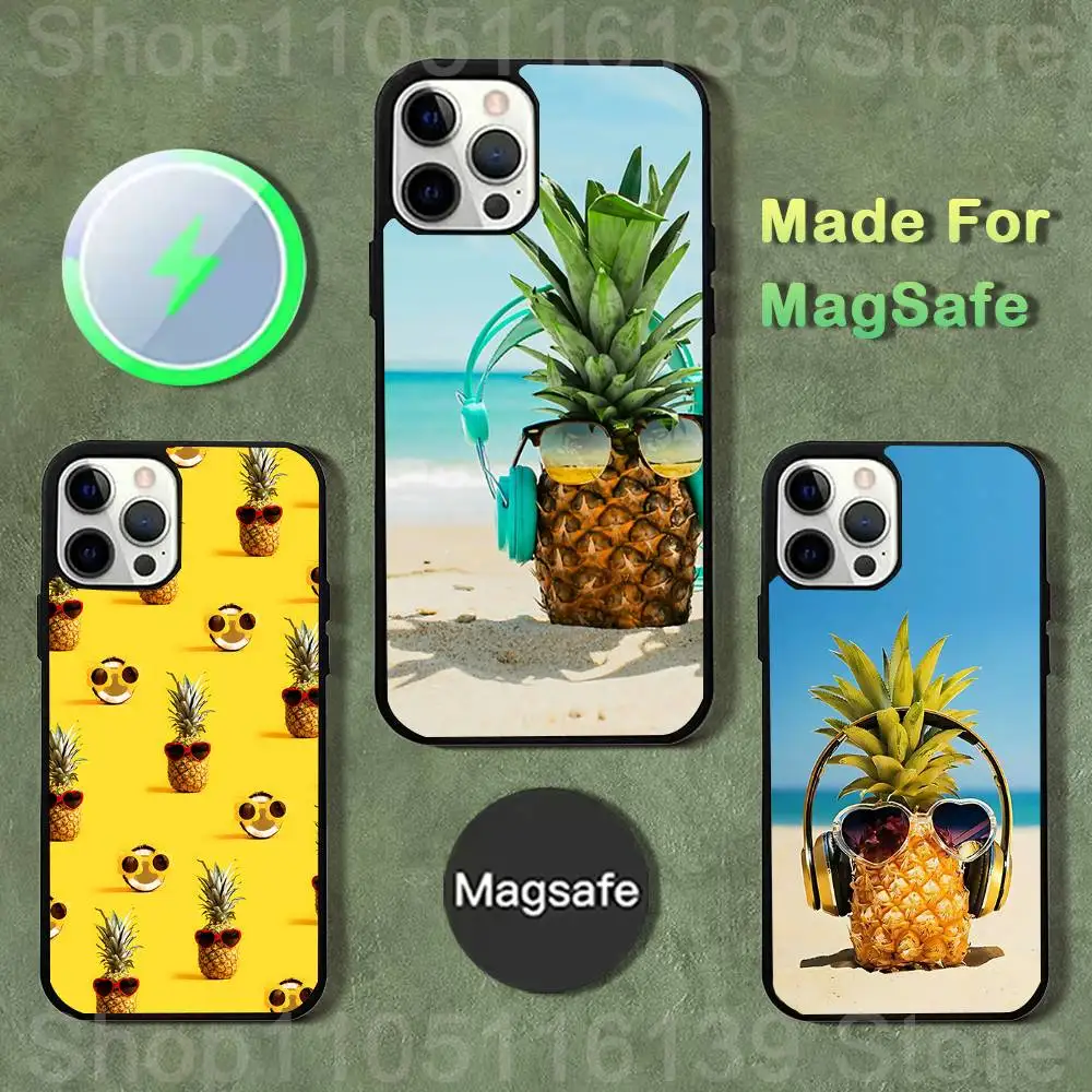 

Summer pineapple Phone Case For iPhone 17,16,15,14,13,12,11,Pro,Max,Plus,Mini,SE4,E Magnetic Magsafe Wireless Charging