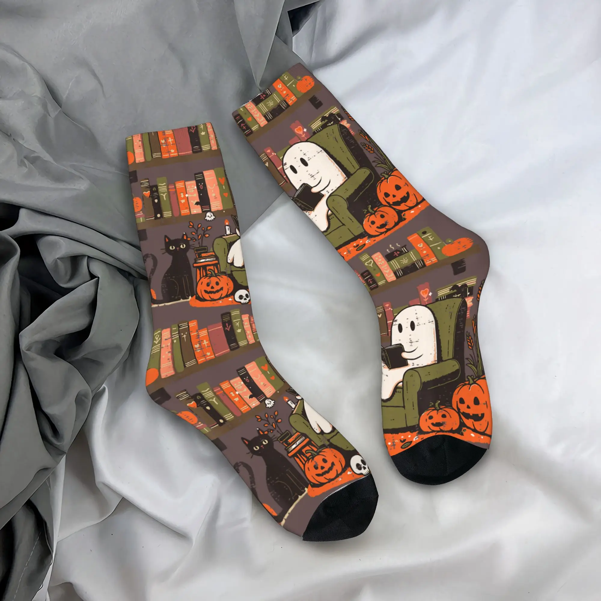

Носки для чтения призраков, чулки с графическим рисунком, нескользящие мужские носки унисекс, высококачественные осенние повседневные велосипедные носки