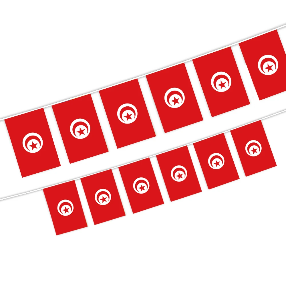 Aerlxemrbrae 20pcs/lot Tunisia Bunting Flags 14x21cm Pennant Tunisia String Banner Buntings Festival Party Holiday