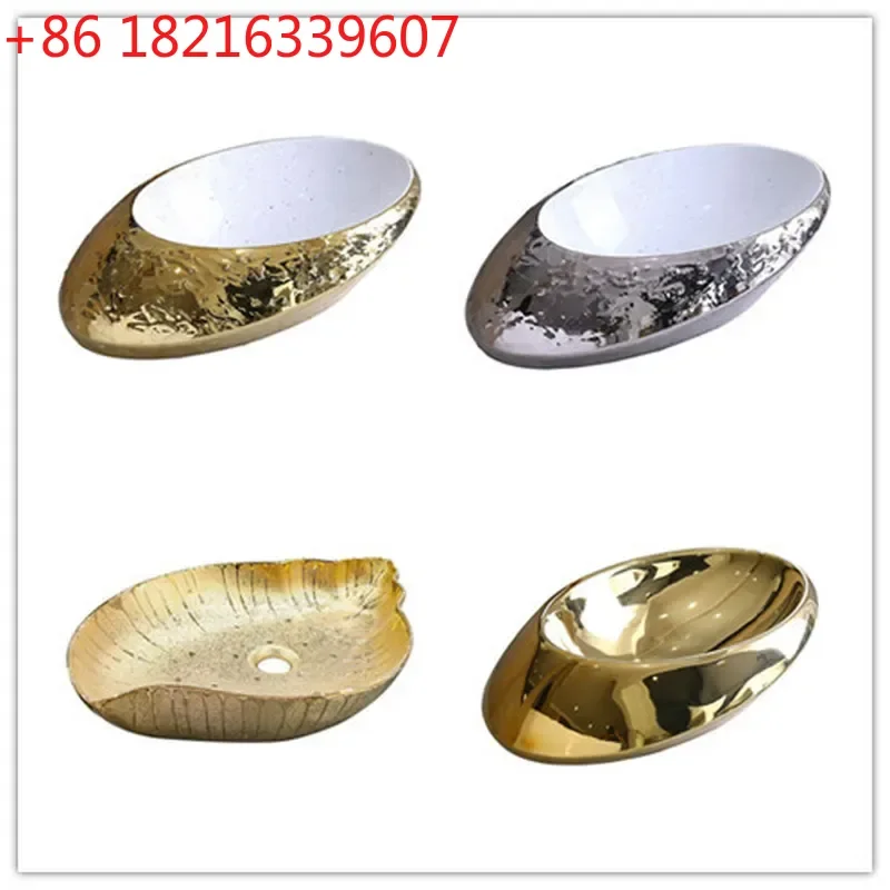 YAOHigh End Electroplating Washstand Light Luxury Bathroom Washbasin Square Round Basin for Bar KTV Club Home Decoration