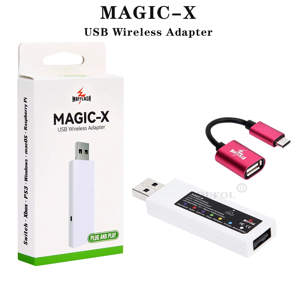 Mayflash MAGIC-X Bluetooth-compatible Controller USB Wireless Adapter for Xbox/PS3/Switch/Raspberry Pi/Steam/Sega/PC/NeoGeo