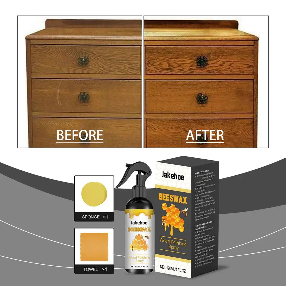 

1/2/3pcs Beeswax Wood Polishing Spray Wear Resistant Furniture Polish for Wooden Floors Stain Scratches Repair Cleaning Wood Fur