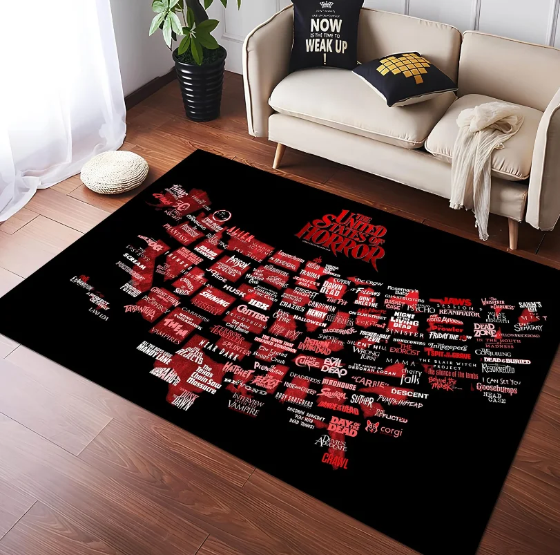 Horrorfilm-Teppich, Film- und Horror-Serien-Teppich, Grusel-Teppich, Coole fantastische Horror-Deko, Gothic-Teppich, Einzigartiger Teppich, Flächenteppich – Detail 1