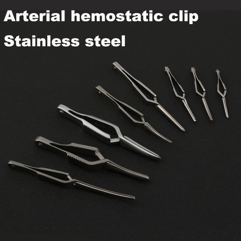 Stainless steel arterial hemostatic clip Microvascular clip Hemostatic blocking clip in animal experimental surgery