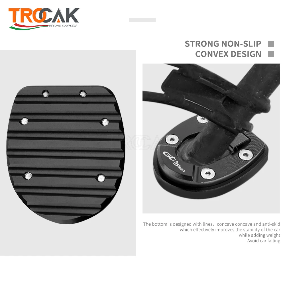 Motocicleta Kickstand Pé Side Stand Ampliar Extensão Pad, Placa de Suporte, Ampliar, GTS300 2023, Vespa Gts GTV 300 HPE 2019-2022