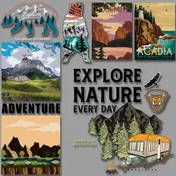 Explore Nature Mountain Adventure Canada Rocky Mountain ACADIA National Park Iron-on Transfers Applique for Cloth Diy Craft