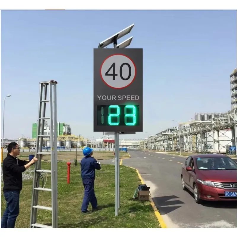 Solar Radar Speed Limit LED Sign Outdoor Road Safety Digital Speed Indicator
