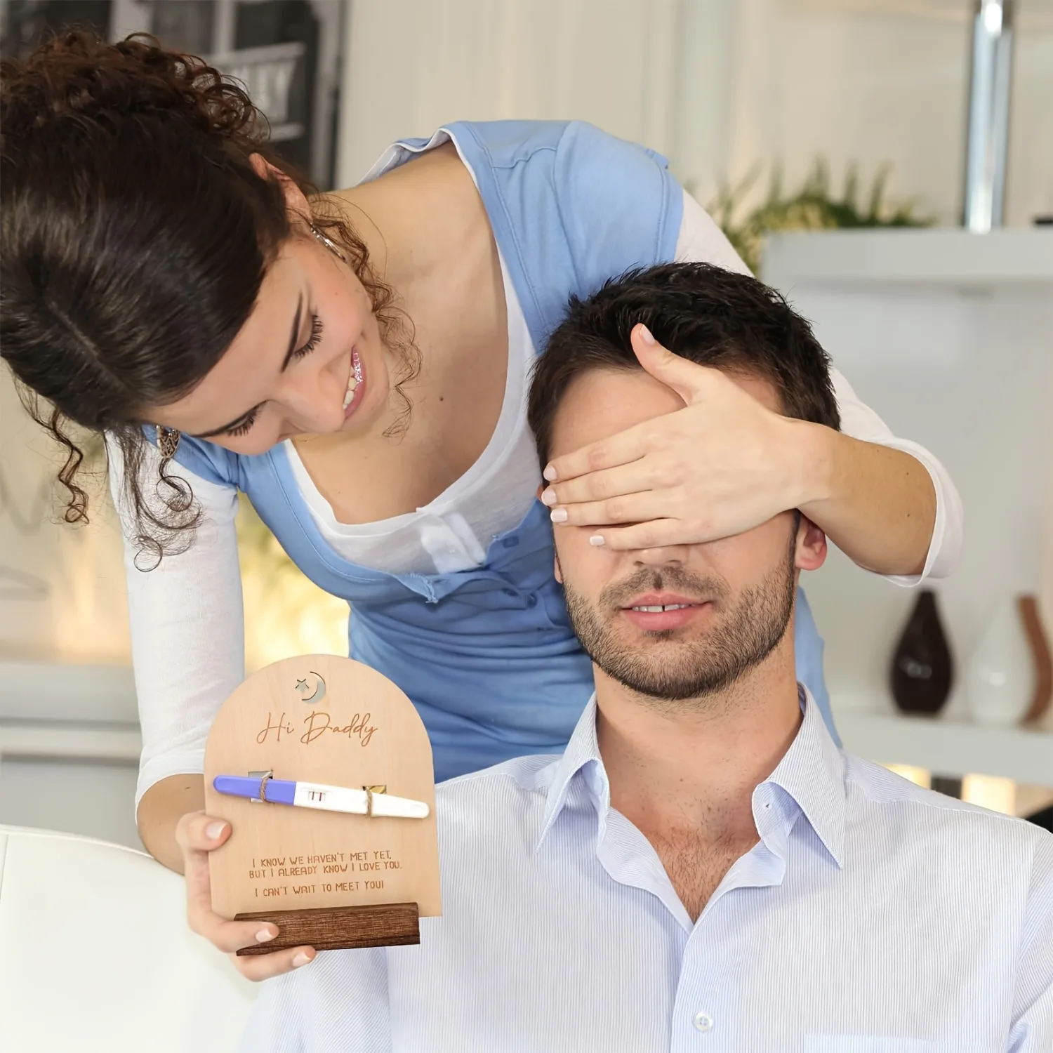 Wooden Pregnancy Announcement Sign Single Picture Frame for Pregnancy Announcement Xmas Gift for New Dads Baby Shower Baptism