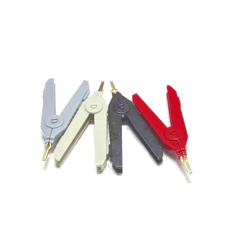 5pcs/90mm Kelvin copper gold-plated clip, LCR test clip, gray/light gray/black/red, suitable for precision instrume