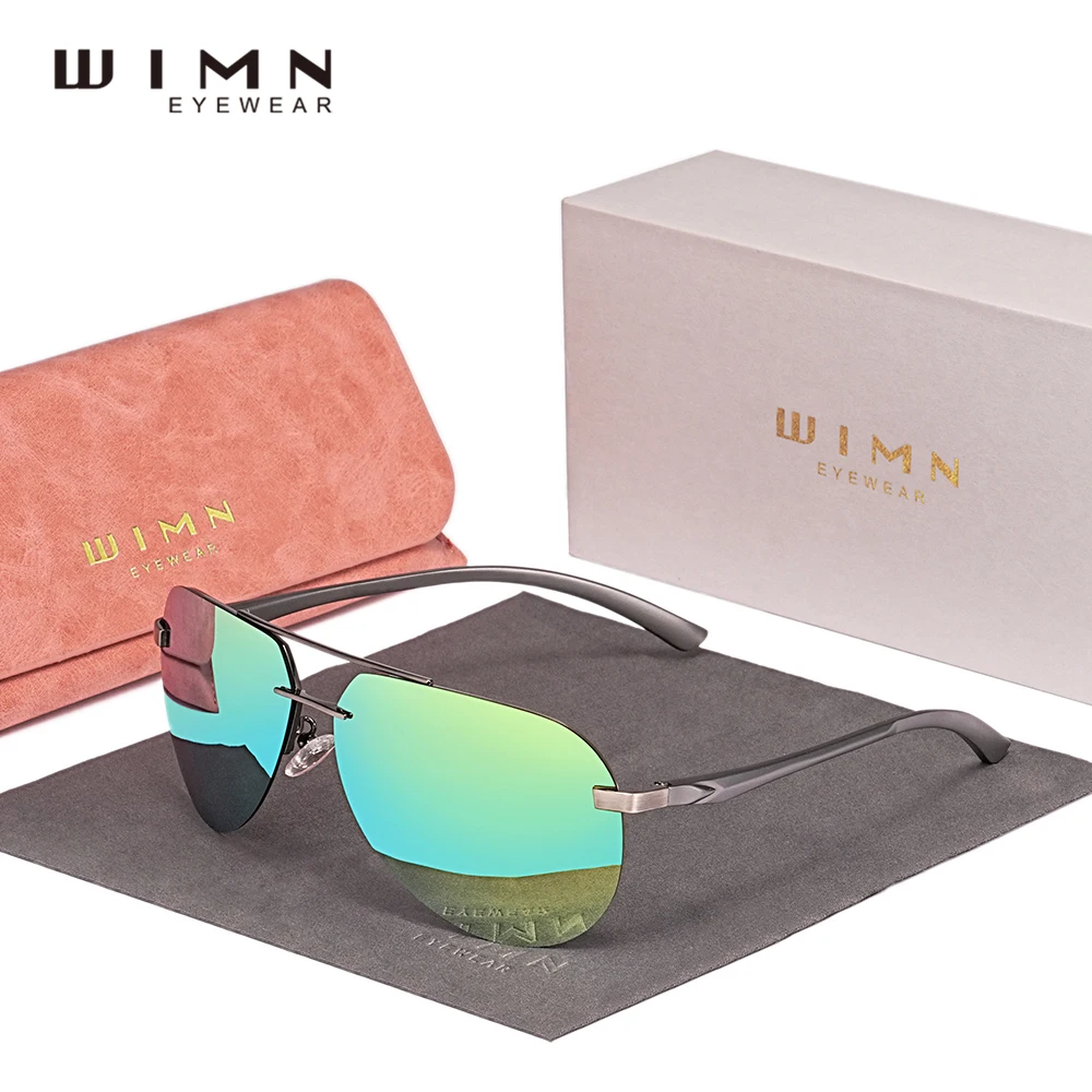 

WIMN Trend Aluminum Magnesium Pilot Polarized Rimless Sunglasses For Men Women Anti-Glare Mirror Lens