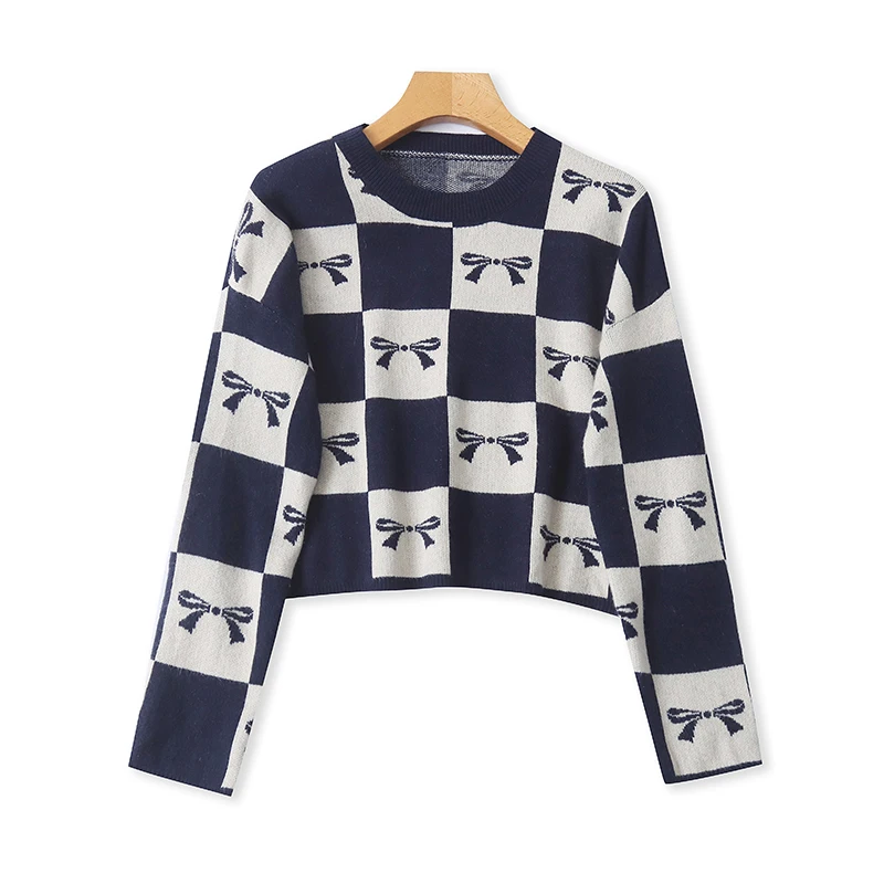 ゆったりとしたロングスリーブのニットセーター、女性用カジュアルな花柄フックニットトップス、春と秋に着用するためのスリム効果のあるニットウェア