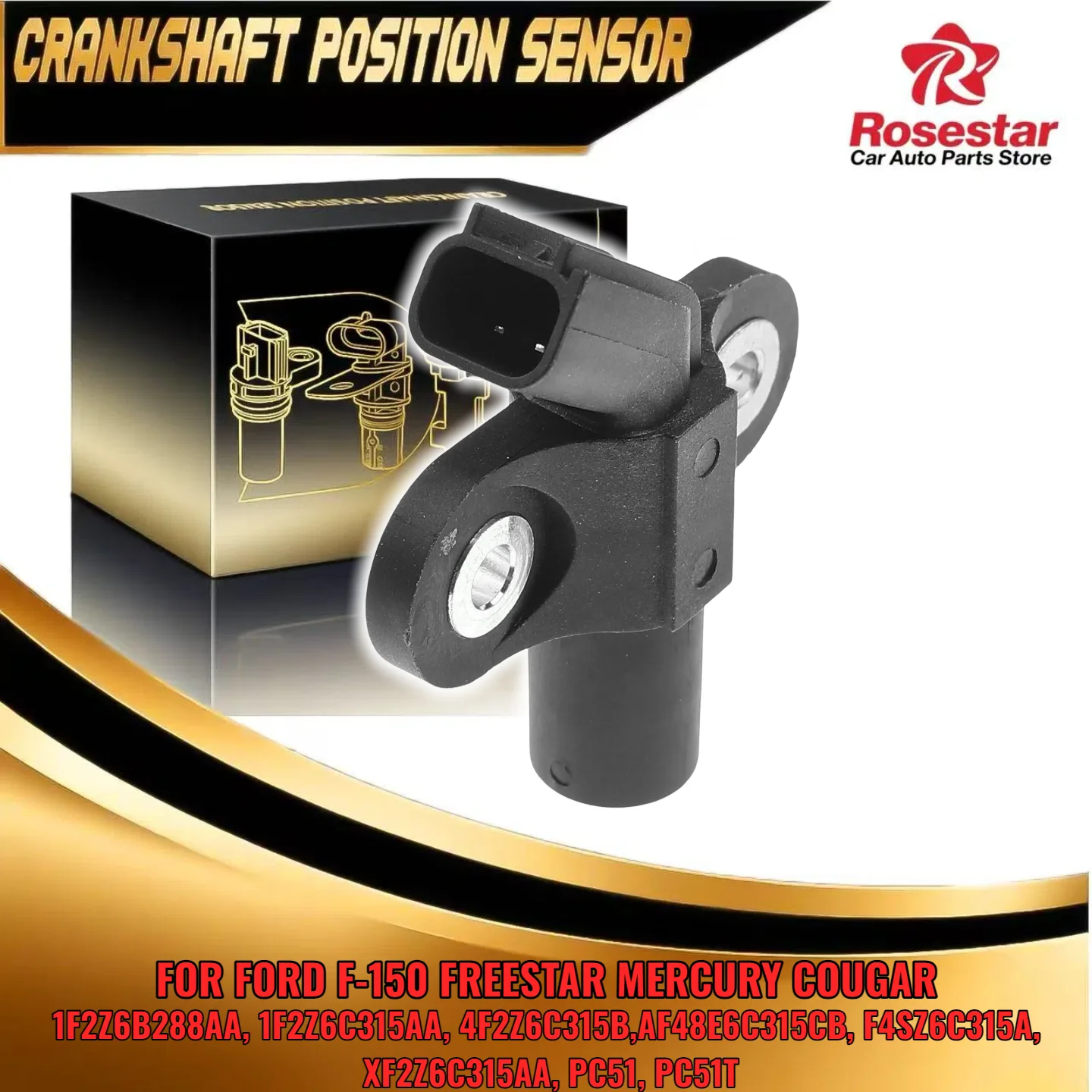 

AF48E6C315CB Engine Crankshaft Position Sensor fits Ford F-150 Mustang Mercury Monterey 04-07 F4SZ6C315A XF2Z6C315AA