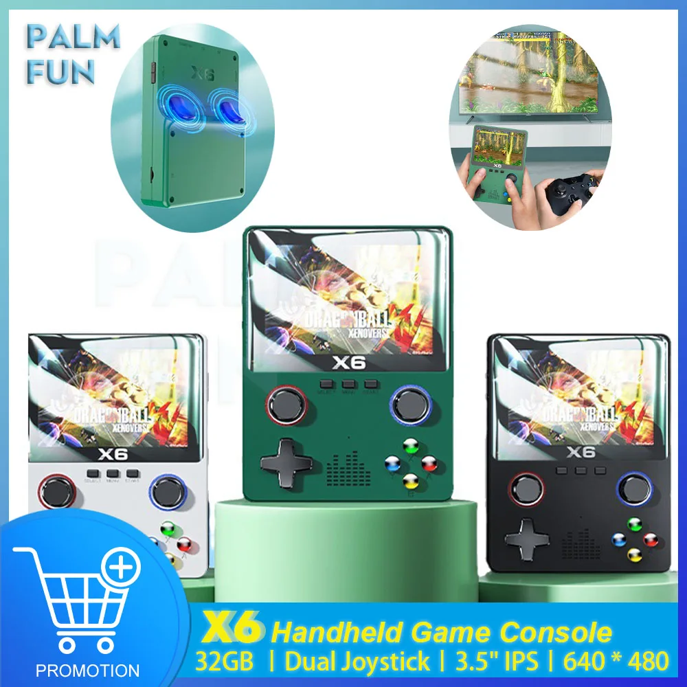 X6 Handheld Game Console New Dual Joystick Portable Video Player 3.5 Inch IPS Display 11 Simulators Retro Game Consoles Gifts