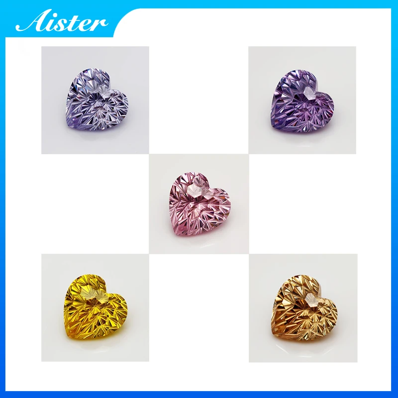 

New Fancy Purple Blue 6x6mm Heart Pyrotechnic Cut Cubic Zirconia Stones Loose Gemstone for Jewelry Making