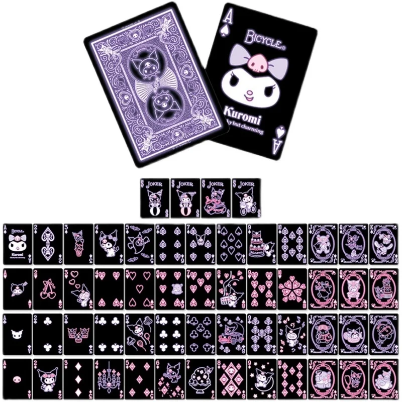 54Pcs/Box Sanrio Cards Kawaii Kuromi Poker Cinnamoroll Card Toys Peripheral Series Party Collection Gifts Toys