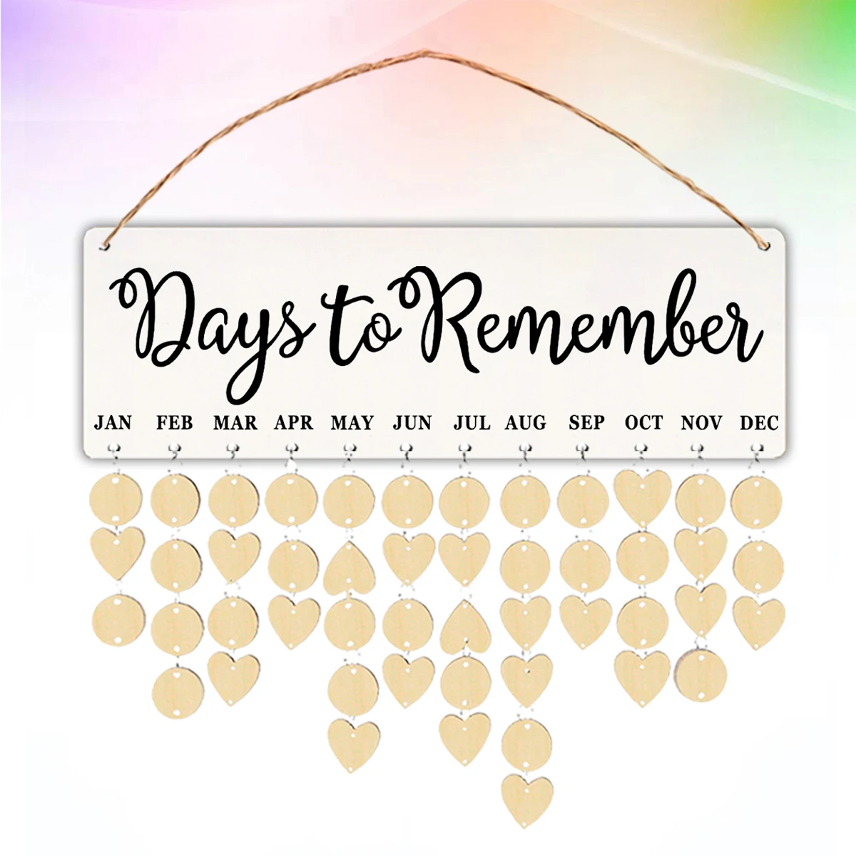 

Hanging Board Wall Wooden Date Display Decor Wooden Hanging Calendar Diy Calendar Wood Chips Iron Rings