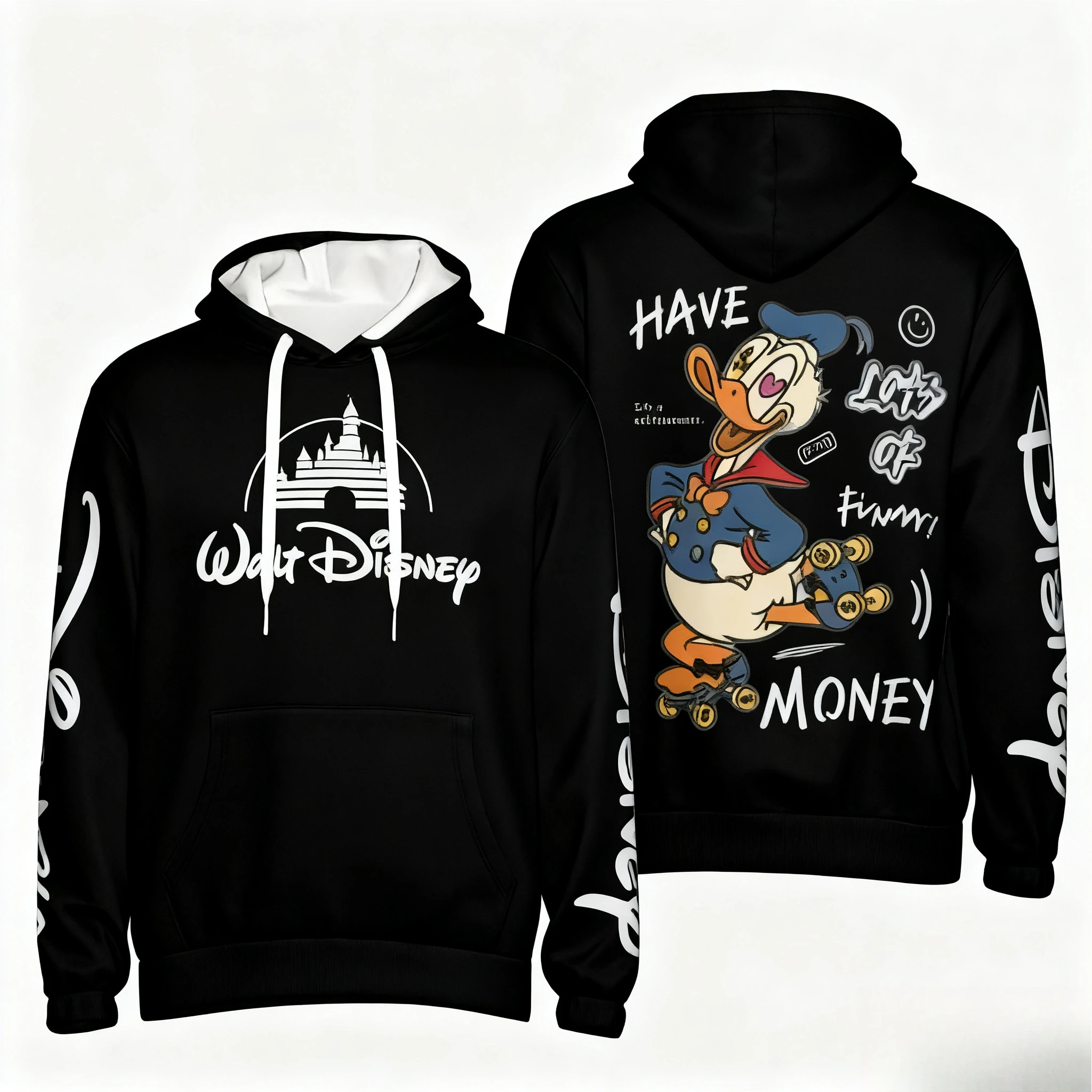 

Disney 3D-printed Donald Duck print hoodies for boys and girls children's autumn and winter quick-drying hoodies mommy and me