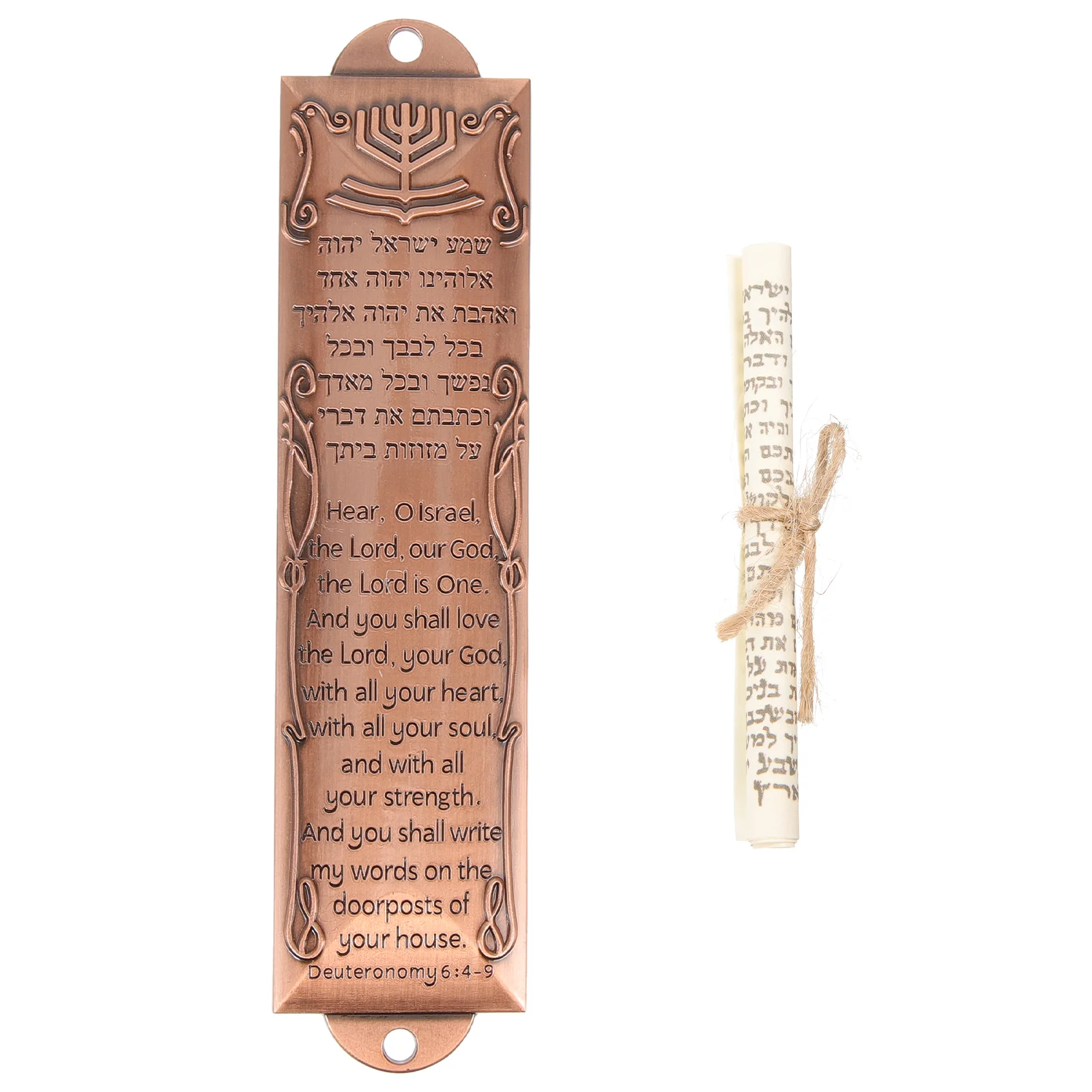 Hanukkah Menorah Israeli Crafts Gifts Religious Mezuzah Holy Scroll Jesus Decor Metal Vintage