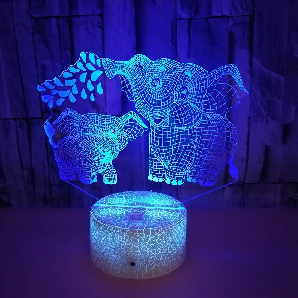 Nighdn-3D Elephant Night Light for Kids, 3D Hologram Illusion, Night Lamp, Room Decor, Bedside Desk Lamp, Gift Toys for Boys and Girls