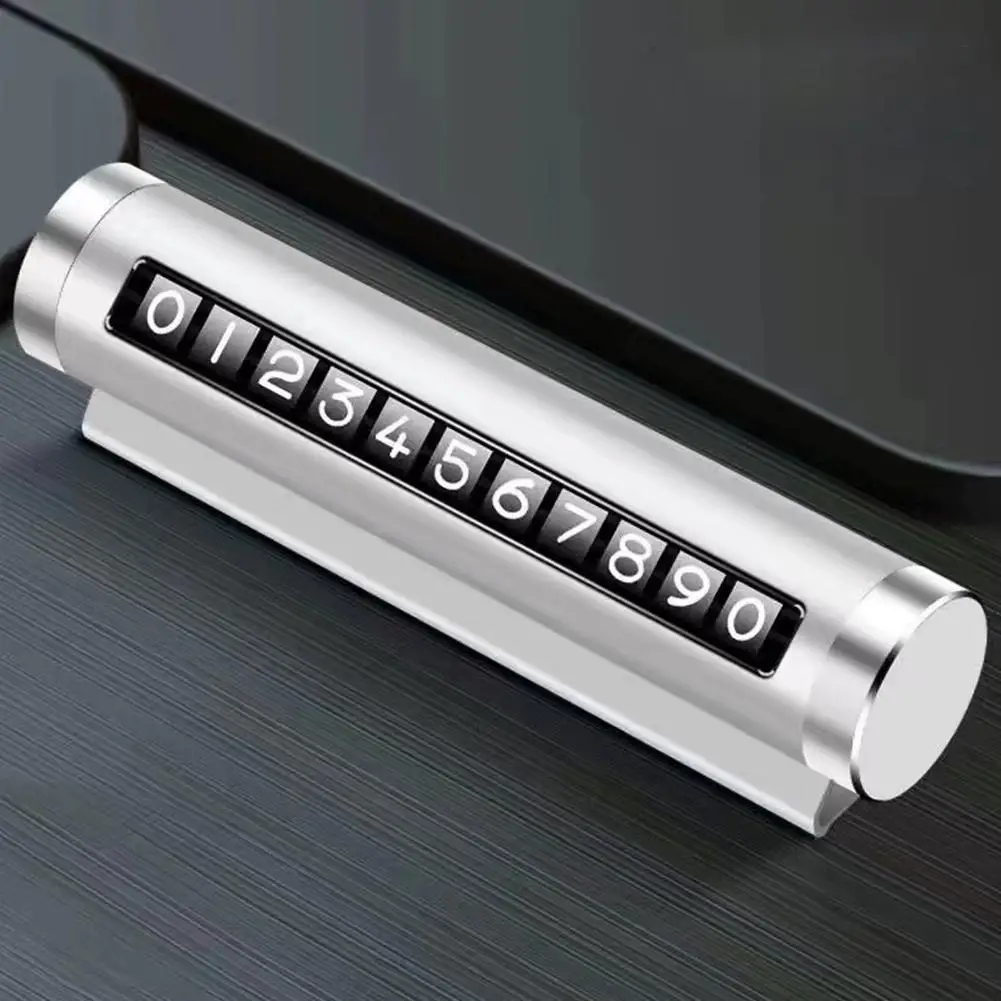 Metal Car Temporary Parking Card Universal Rotate Phone Number Plate Aluminum Stickers Park Stop in Car-styling Auto Accessories - view 4