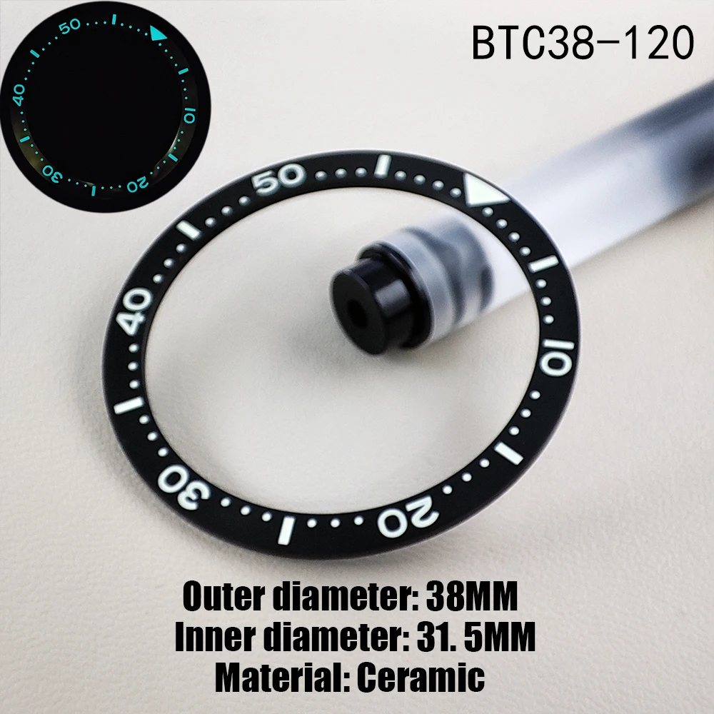 38 مللي متر * 31.5 مللي متر مضيئة حبة ساعة الحافة إدراج حلقة السيراميك جميع مضيئة وغير مضيئة شقة الحافة للرجال 40 مللي متر الداخلية
