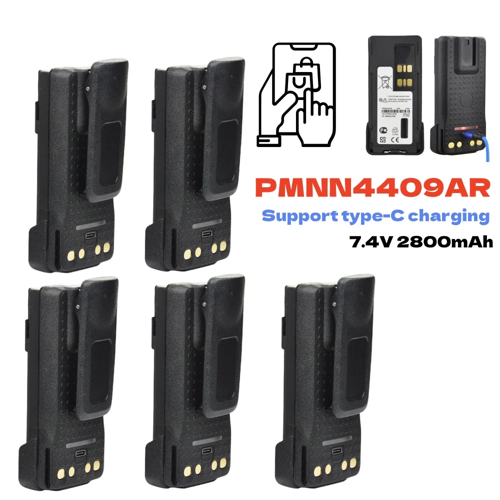 5PCS PMNN4409BR USB Rechargeable Battery for Motorola XIR P8668 GP328D XPR3300 XPR3500 XPR7350 APX 3000 DP4401 Two Way Radio