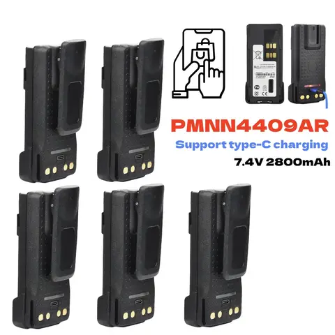 5PCS PMNN4409BR USB Rechargeable Battery for Motorola XIR P8668 GP328D XPR3300 XPR3500 XPR7350 APX 3000 DP4401 Two Way Radio