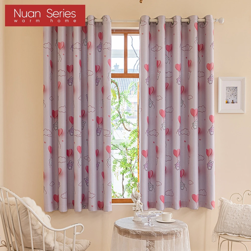 1PC Nuan Series 70-80% Shading Blackout Curtain Pink Printing Cute Cartoon Window Drapes for Kids Children Bedroom Home Decor