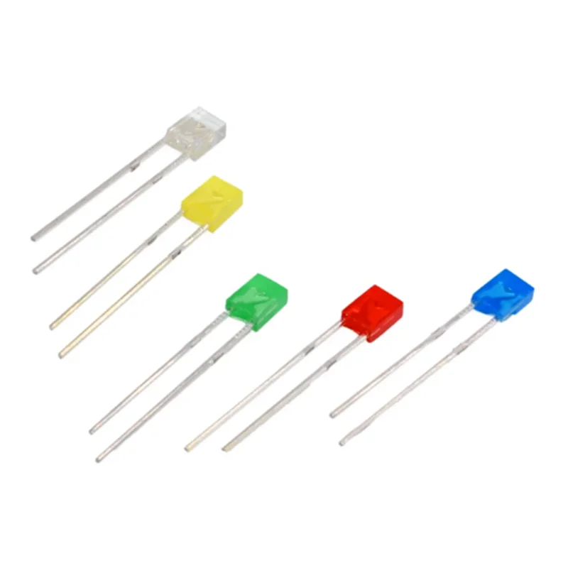 Lampe à diode électroluminescente LED rectangulaire, blanc, rouge, vert, bleu, jaune, document diffusé, carré, indicateur de bricolage, 2x5x7mm, 100 pièces