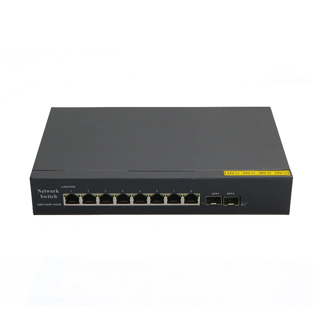 8 porto 10/100 /1000m poe + 2 porto uplink ethernet switch não gerenciado poe switch