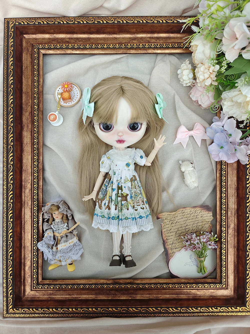 

Blythe doll Clothes Vintage Lace green Blythe Long Dress Princes Clothes for Ymy Licca Azones Ob22 24 27 YMY Doll Accessories