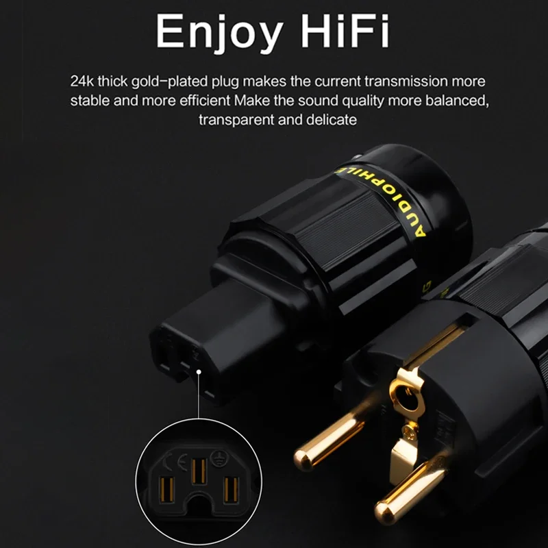 YYTCG G2 1pair 24K Gold Plated EU European Schuko Power Connector IEC Plug High quality EU Power Plug - Image 3
