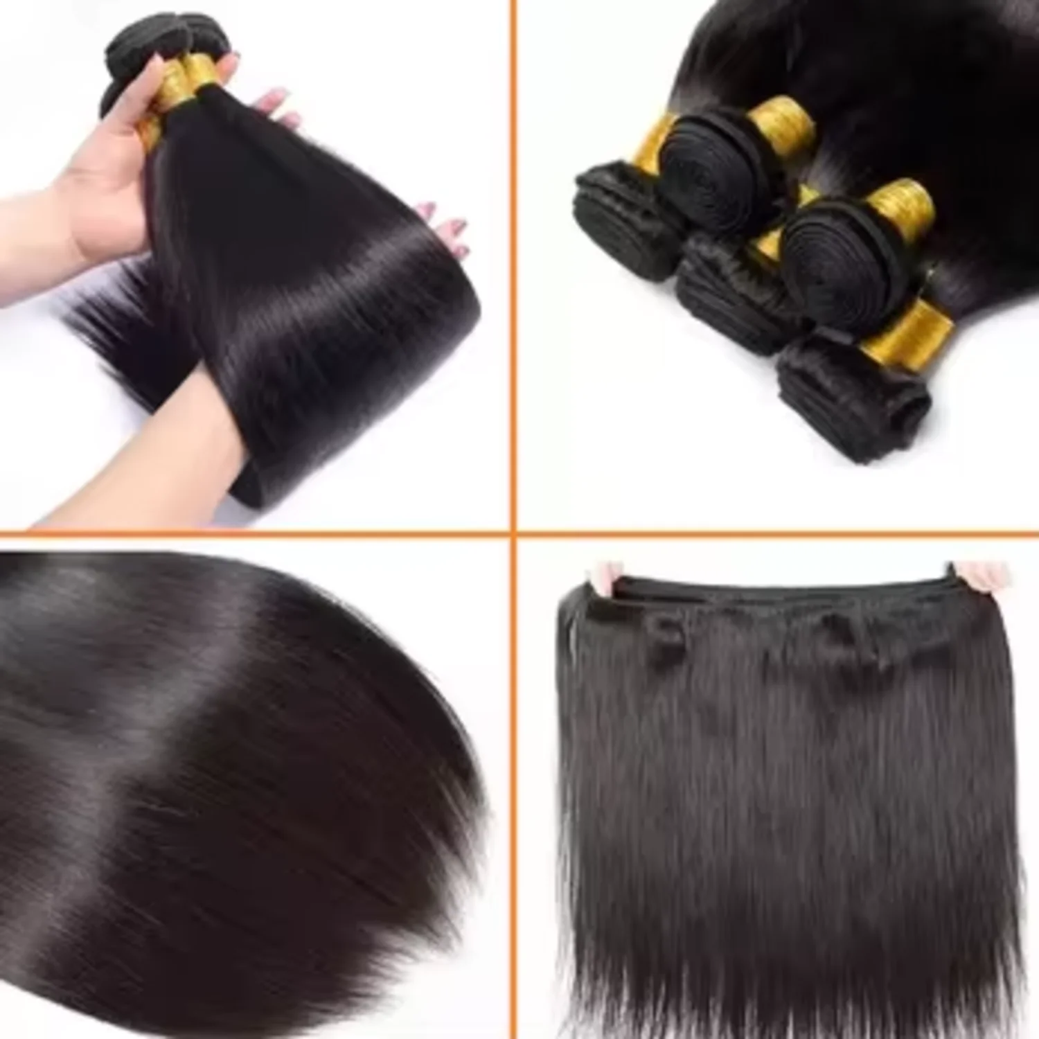 Straight 100% Human Hair Bundles Hair 30 32Inch Bundles Hair Extensions 3 4 Bundles Natural Color Fot Brazilian Women Remy Black