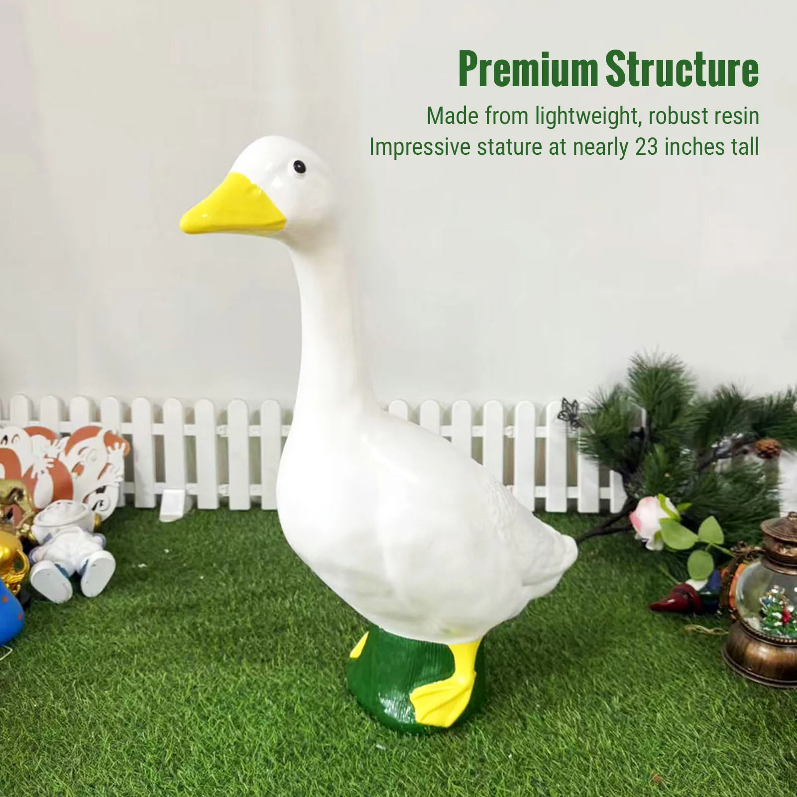 

Large White Goose Statue Whimsical Garden Decor Resin Porch Goose Outdoor Indoor Decoration for Yard Patio Home