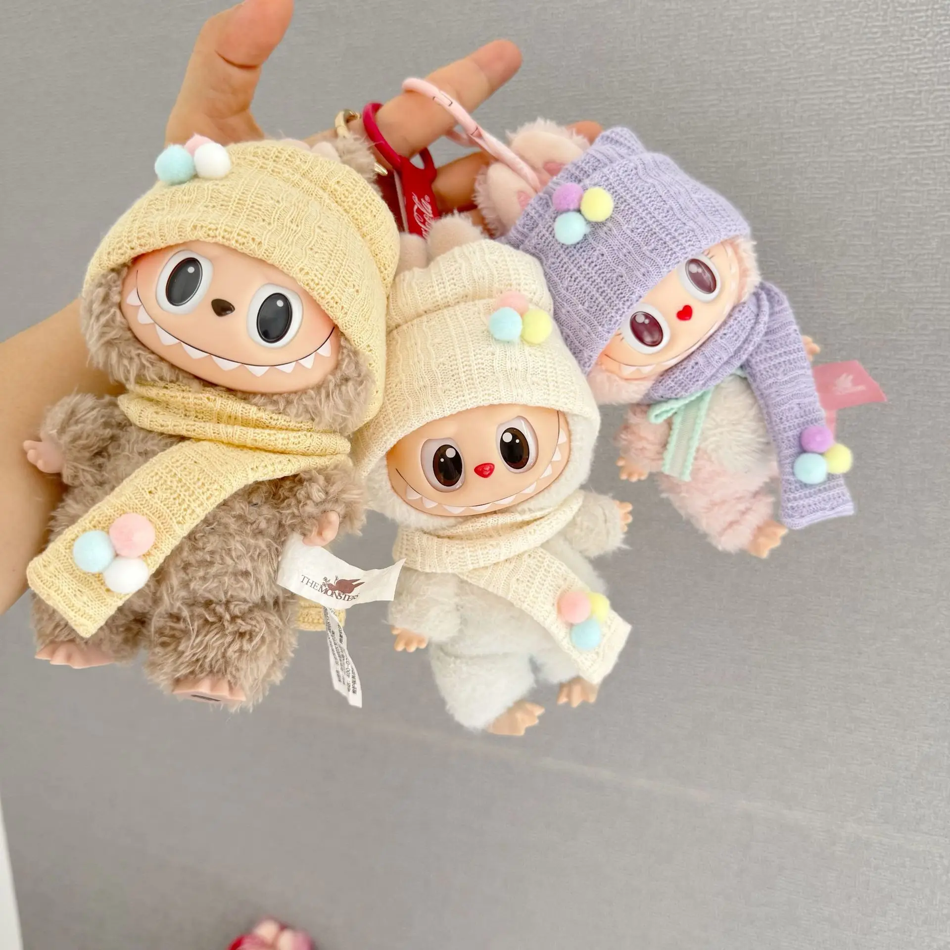 

Clothes Accessories For 15/17cm 1st-3rd Gen Labubu Dolls Knit Hat Scarf Set Colorful Pom - Poms