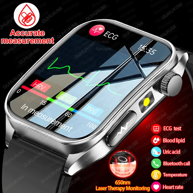 

Новый монитор лазерной терапии, ЭКГ, умные часы для мужчин и женщин, сапфировое стекло, экран, кровяное давление, мочевая кислота, липид, здоровье, трек, умные часы