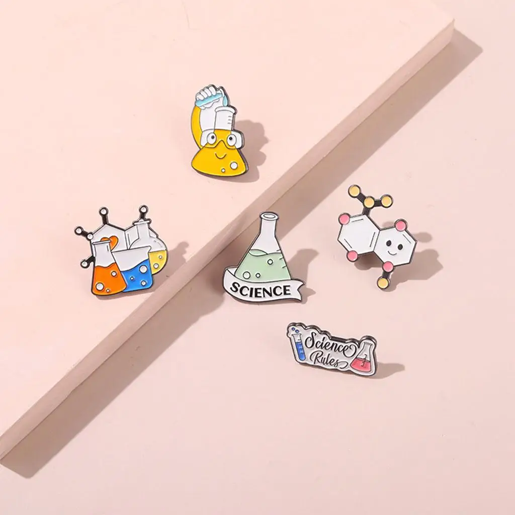 Alloy Brooch Pins Cartoon Test Tube Enamel Badge Fashion Jewelry for Women Men Cosplay Masquerade Hat Scarf