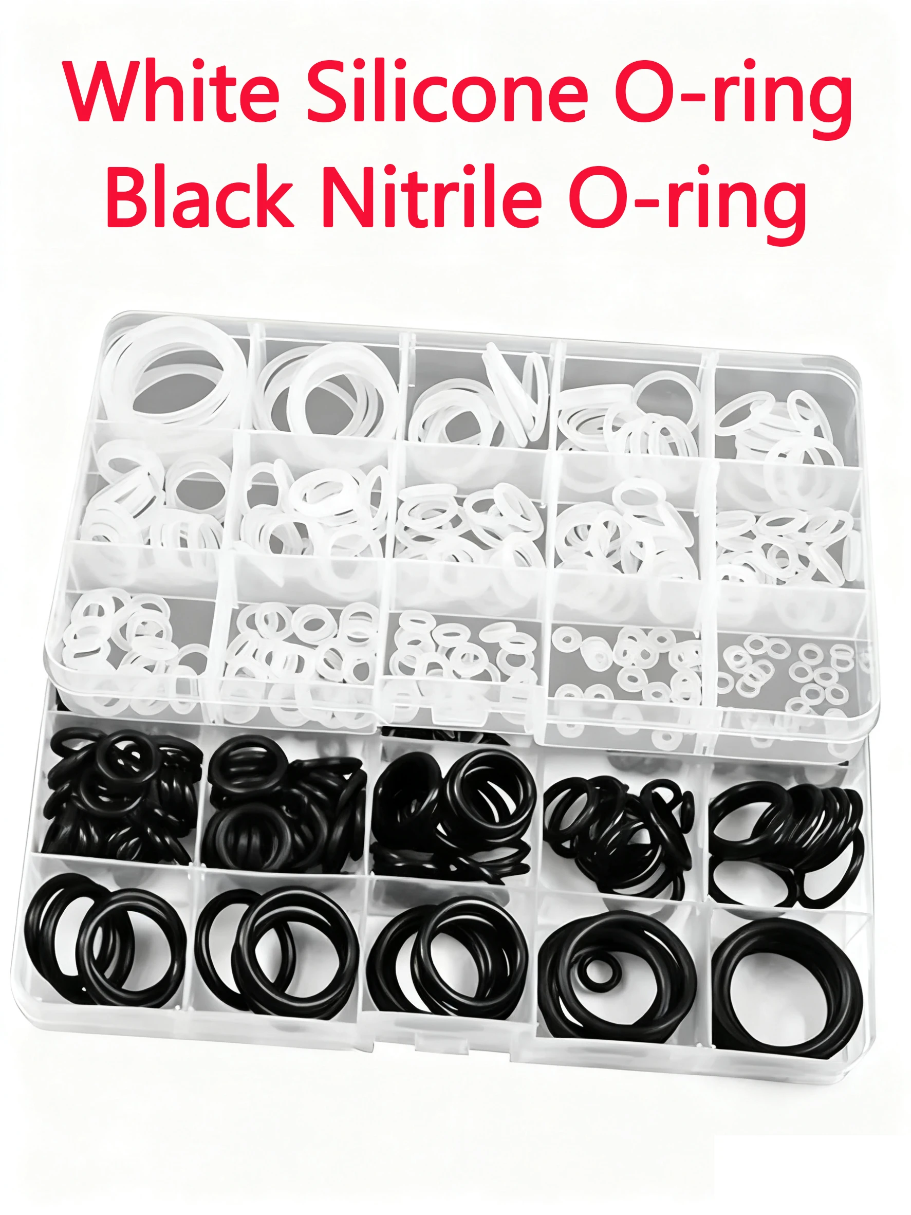 

250/100Pcs Black Nitrile Rubber/White Silicone Sealing O Ring Set Repair Kit Valve Water Repellent Oil Resistant Gasket Kit