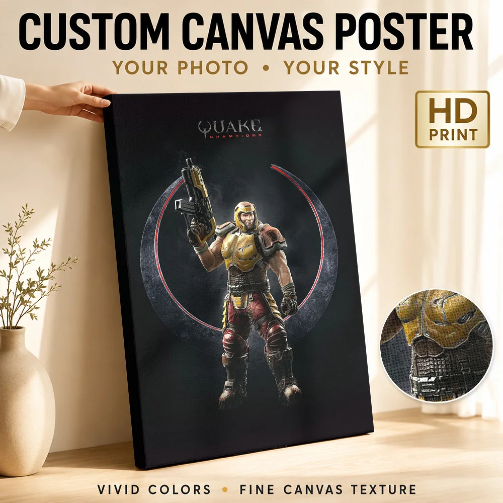 Quake Ranger Framed Canvas Print Posters Atmospheric Style Canvas Wall Art With Personalized Photo For Dorm Ideal Gamer Gift