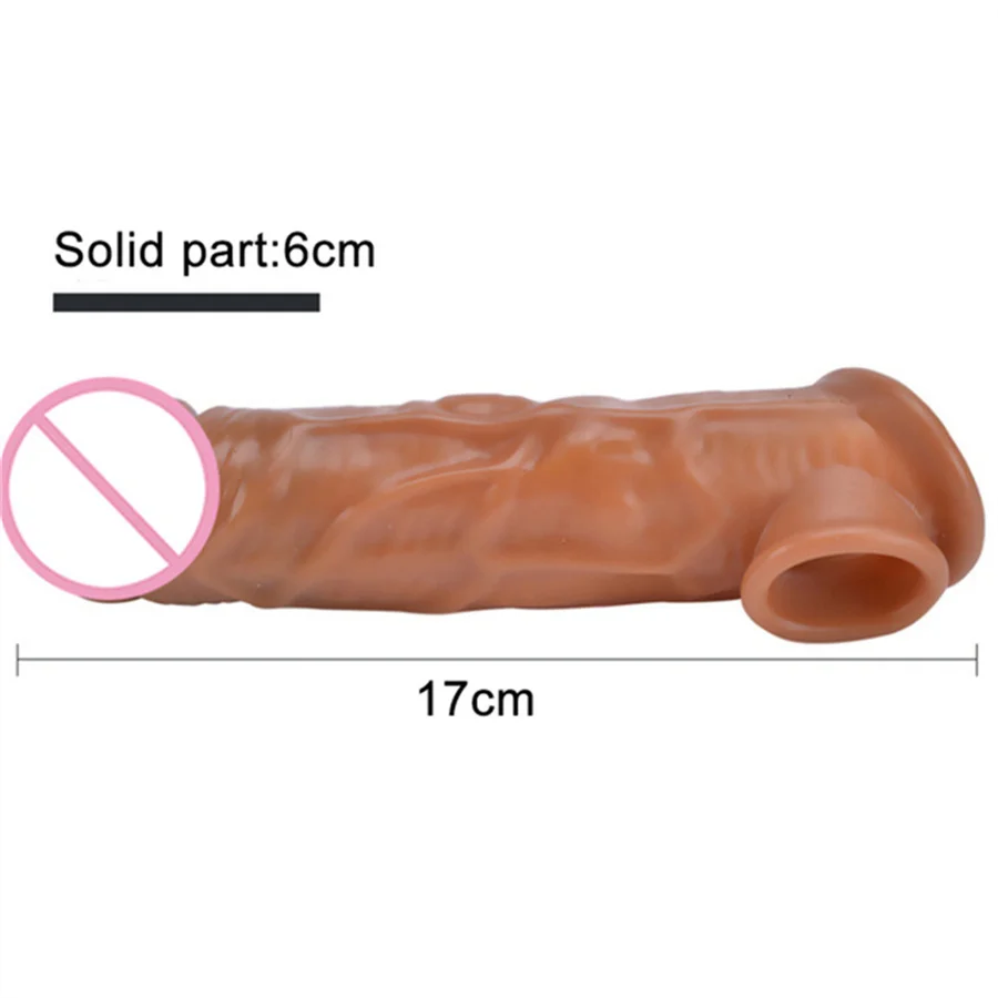 Penis Sleeve Dick Extender Enhancer Testis Bondage Cock Sleeve Penis Enlargement Reusable Condom Time Delay Sex Toys For Men