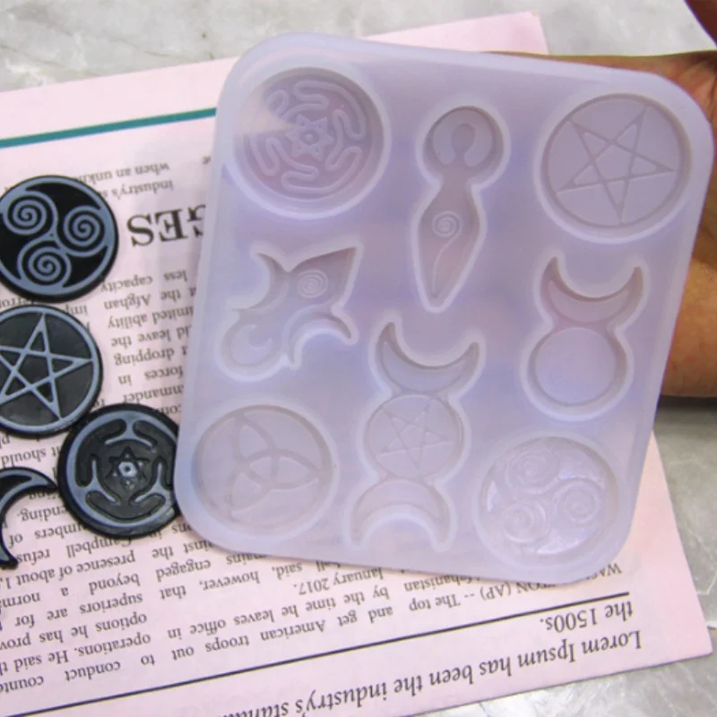 DIY Goddess Totem Pendant Silicone Mold Sun Moon God Five Stars Crystal Epoxy Resin Mold